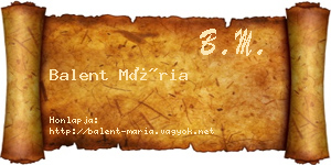 Balent Mária névjegykártya